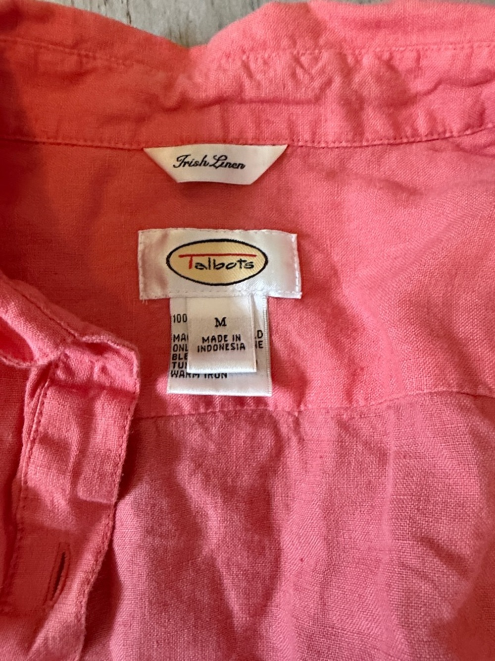 Talbots woman’s Coral Button-Down Linen Shirt M - Picture 2 of 4